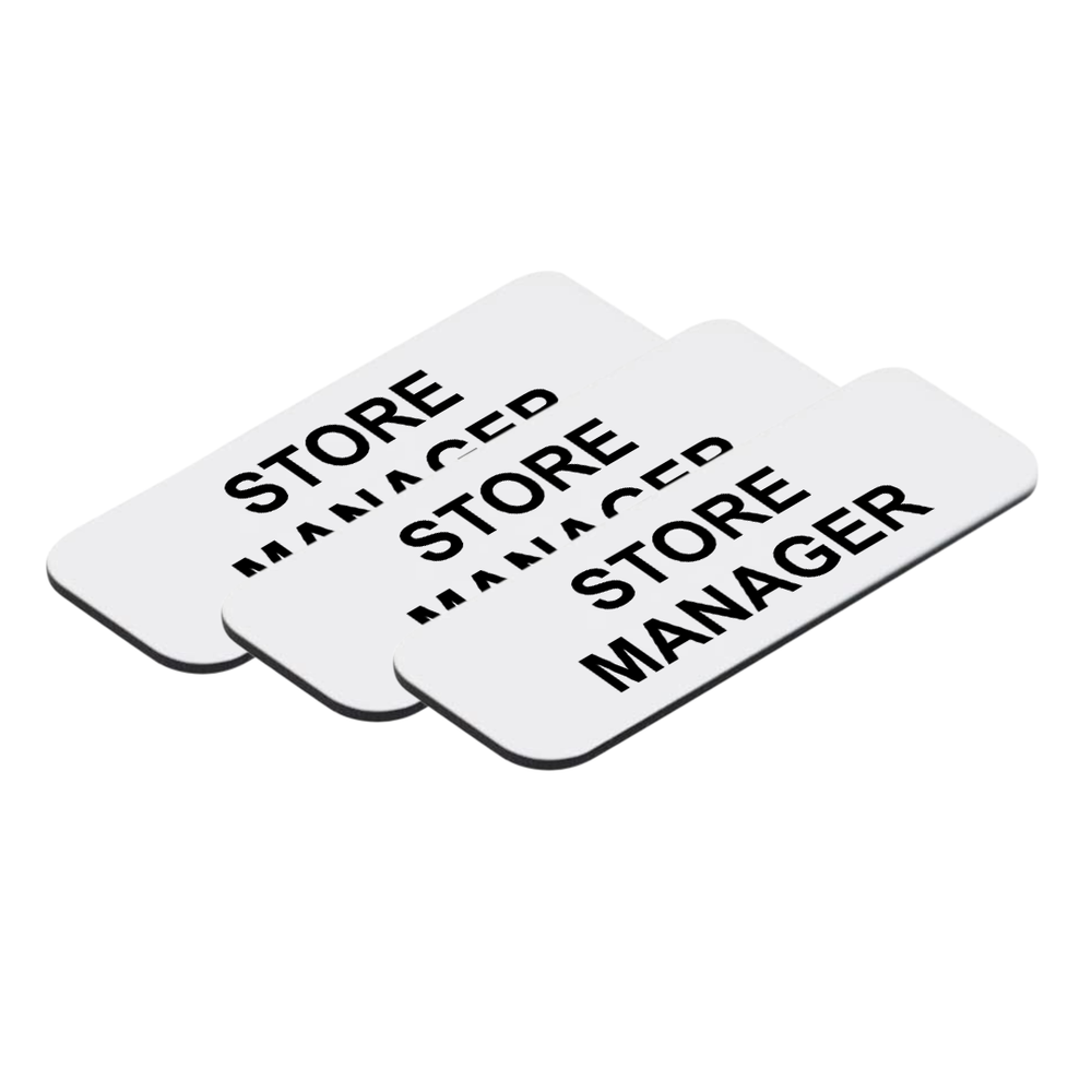 Store Manager 1 x 3" Name Tag/Badge, (3 Pack)