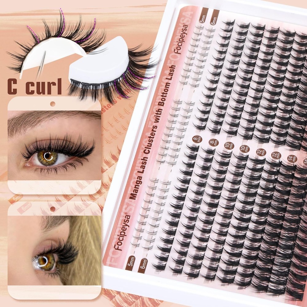 Anime-Inspired Eyelash Extensions - 330Pcs Wispy Clusters, & Lightweight