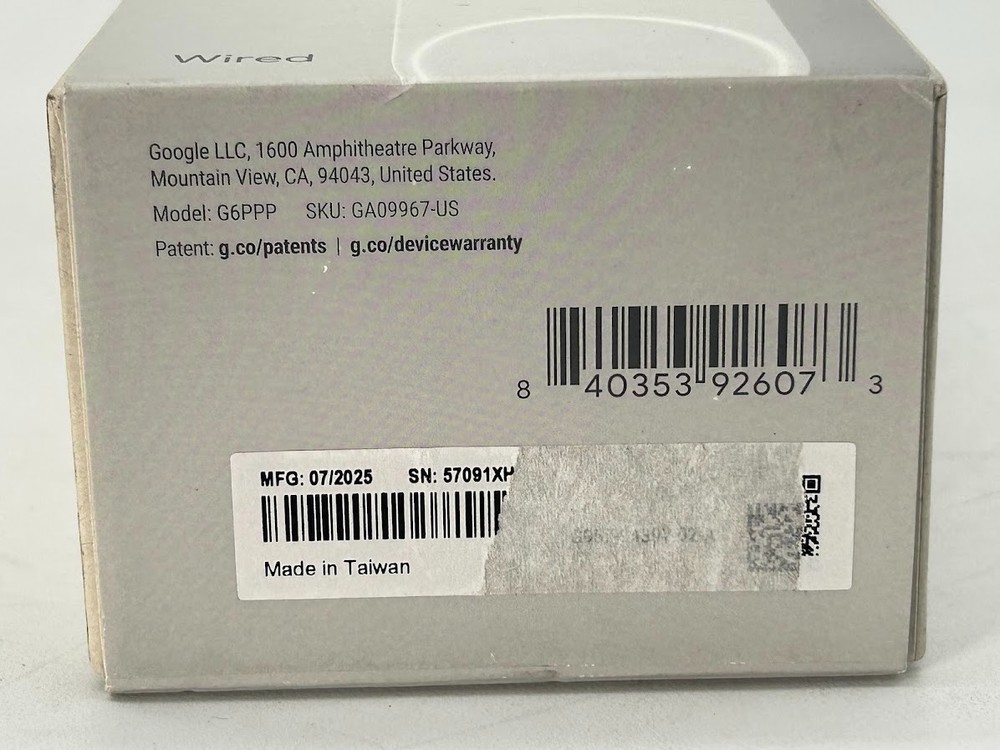 Google Nest Doorbell Wired 3rd Gen – Snow