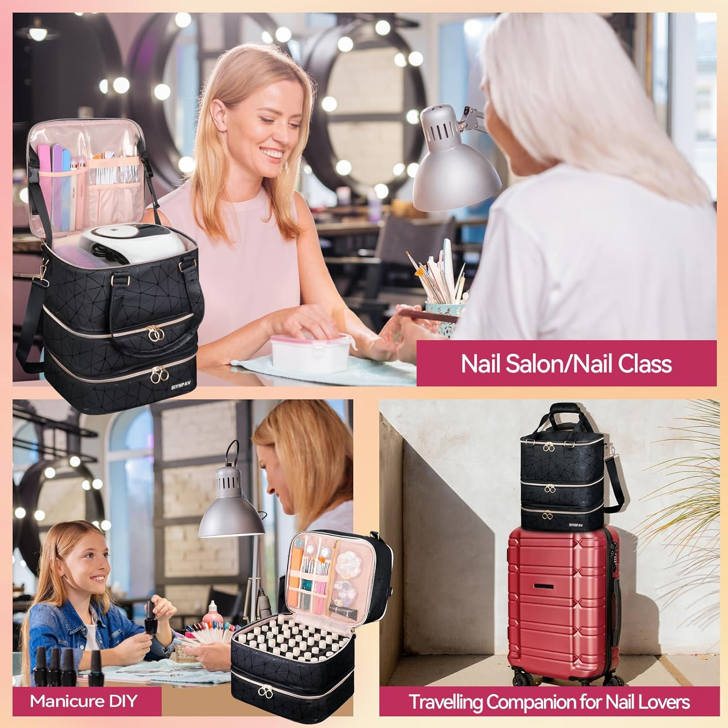 Nail Polish Organizer Bag Holds 126 Bottles 15ml/0.5fl.oz Black