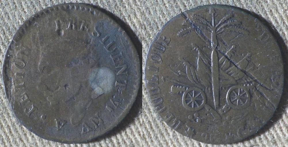 Errors : Haiti AN14P(1817) 25 Ct, Struck On Split Planchet # 15.2 IREC432