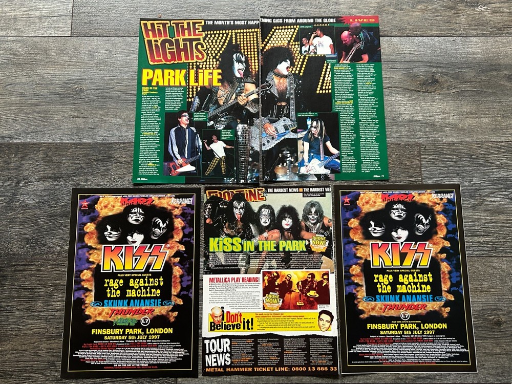 KISS Concert Ad Advert KAOS IN THE PARK Finsbury Park UK 1997 Lot Vintage Kiss