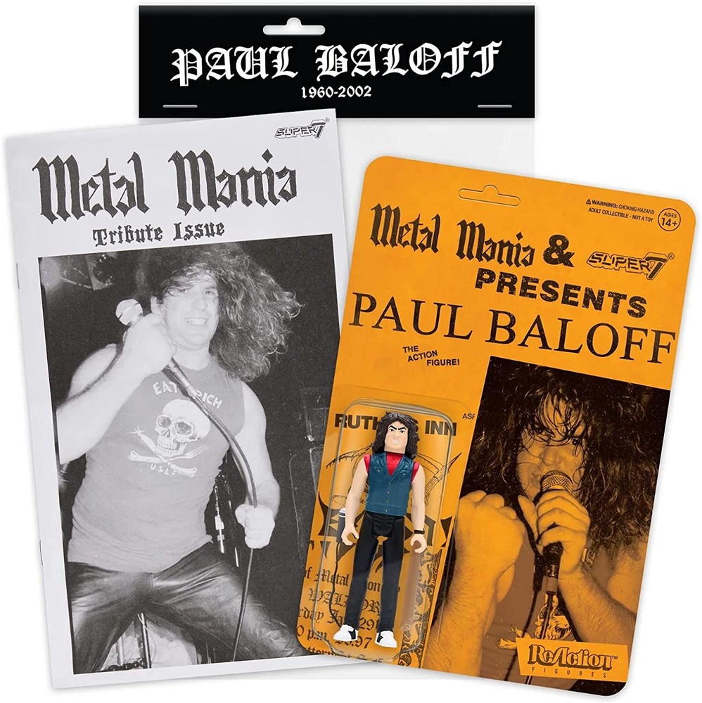 Super7 Paul Baloff Reaction Figure 3.75" Metal Mania Fanzine Bundle
