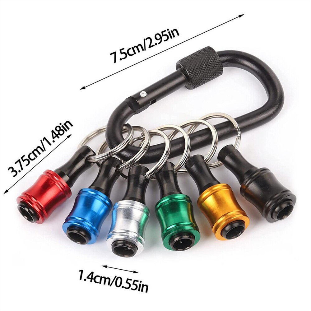 7Pcs 1/4" Hex Shank Quick Release Keychain Screwdriver Drill Bit Holder Bits Set