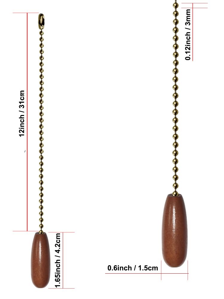 Aceple 2 Pack Ceiling Fan Pull Chain Extender, 12 Inches 12 inches, Walnut
