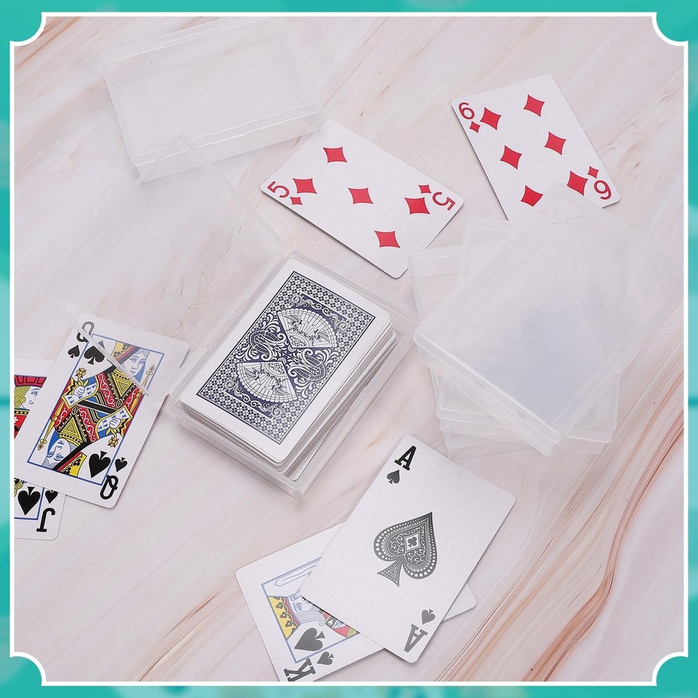 24 Pack Playing Card Case Holder, Clear Plastic Card Deck Boxes, Snaps Closed