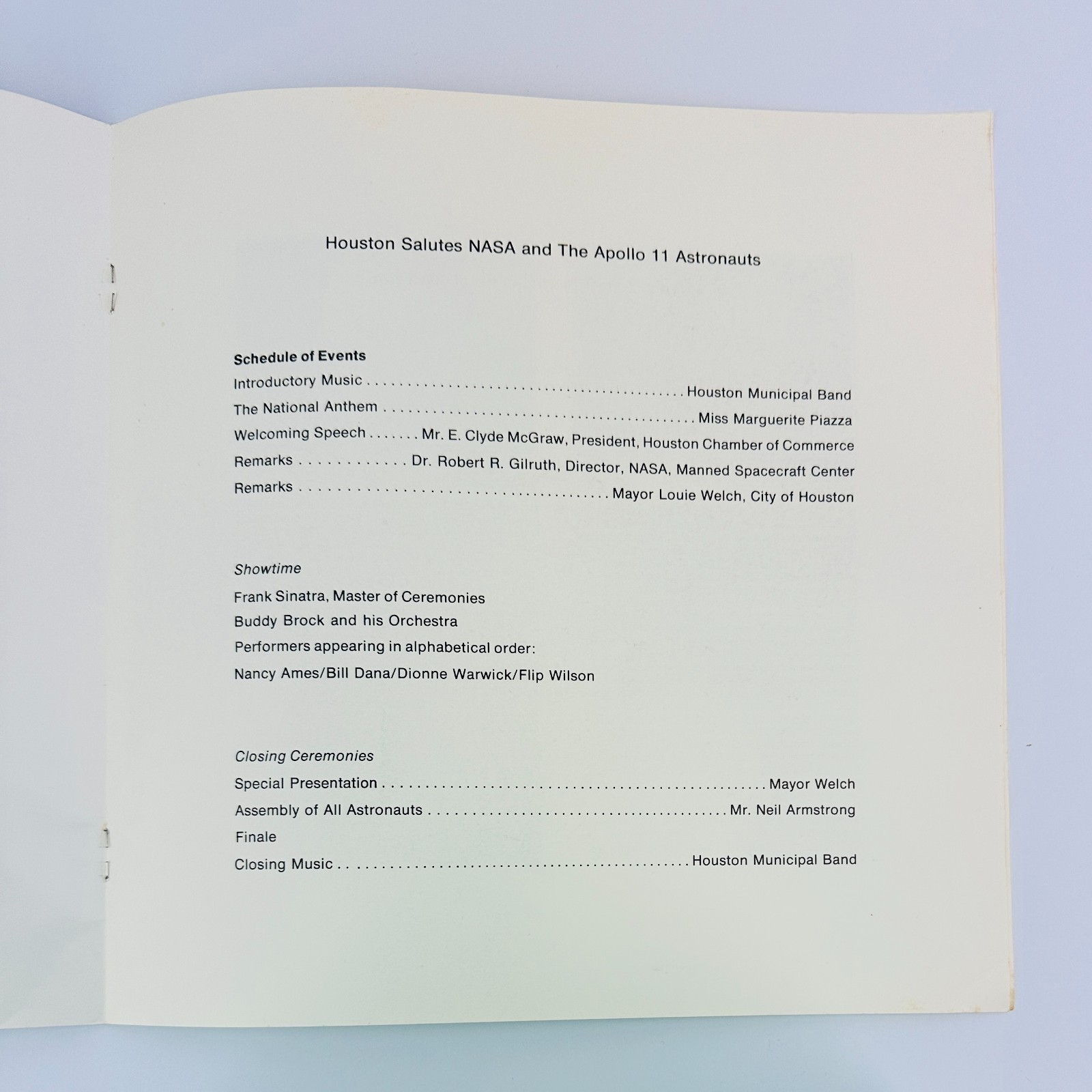 1969 APOLLO 11 Extravaganza NASA Astrodome Souvenir Program – Sinatra, Aldrin