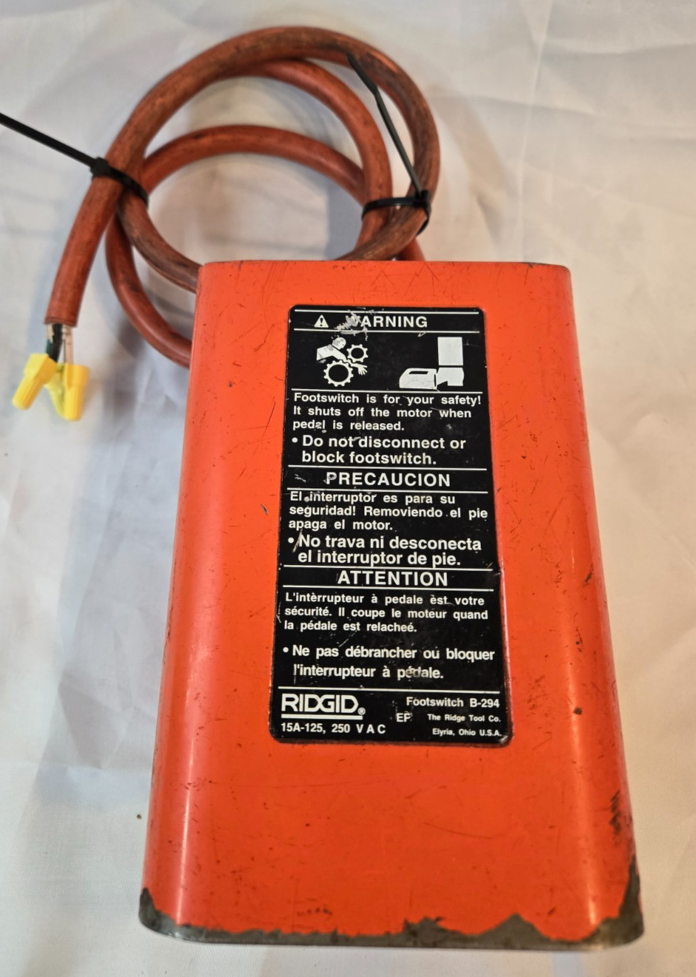 RIDGID B-294 Foot Switch OHM Test Good.