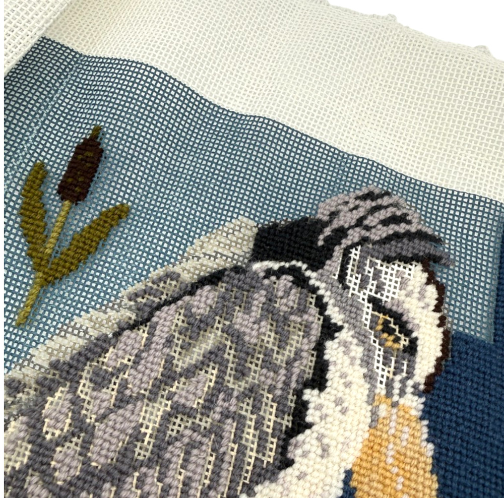 Beth Russell Frog & Stork Almost Completed Needlepoint Canvas Panel De Morgan