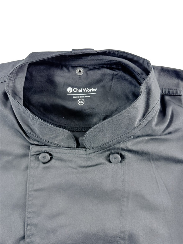 Chef Works NEW Black Bowden Long Sleeve Mens 2XL Chef Coat CBC01 Double Breasted