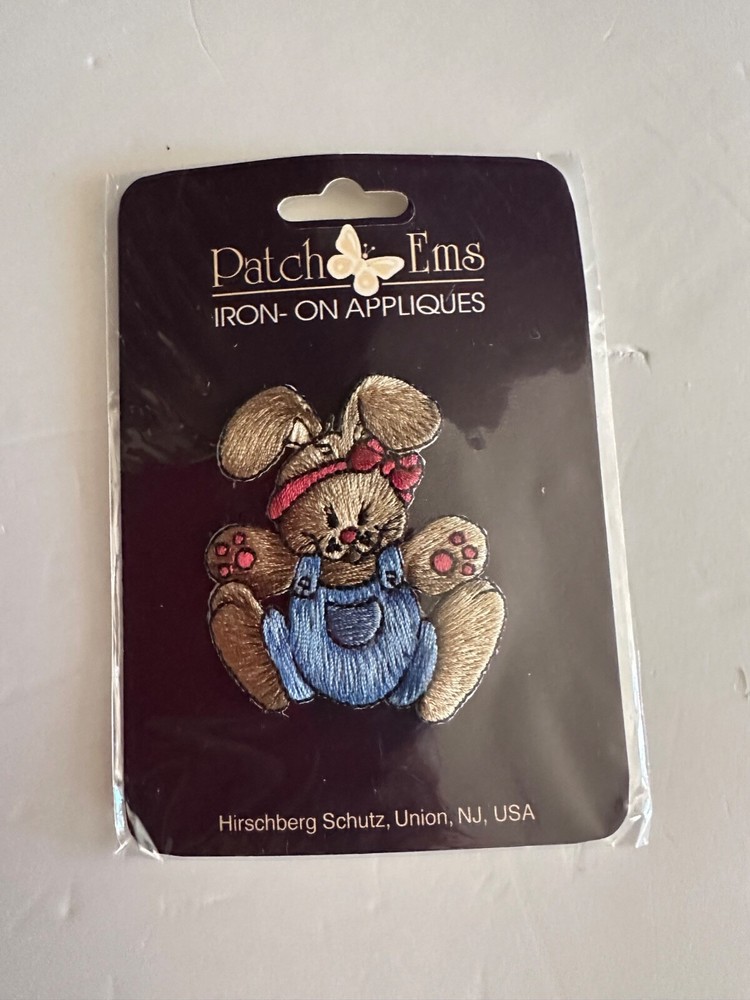 Patch Ems Iron On Appliques AP4785-42 Bunny Bouncing Blue, RABBIT ,NEW