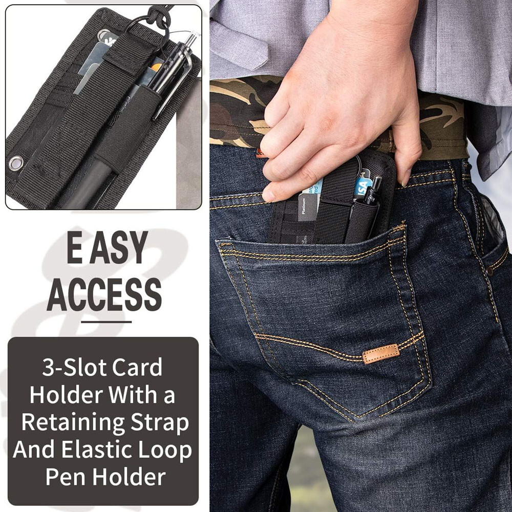 2PC Tactical ID Card Holders Hook&Loop Patch Badge Organizer - Neck Lanyard NEW