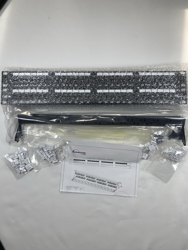 48 Port Patch Panel Cat6 2U Rack Mount PunchDown Ethernet Dynacom 2013-48C6E NIB