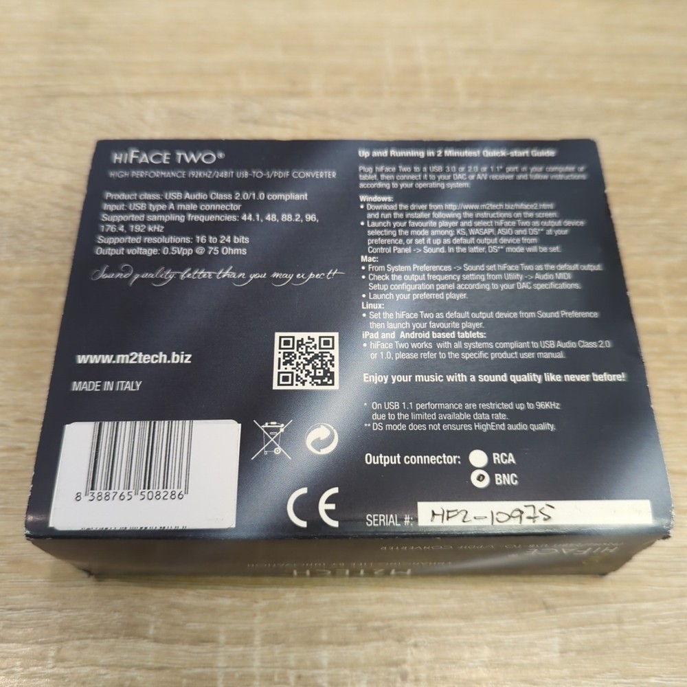 M2Tech hiFace Two 192kHz High-End USB to Digital/RCA Output + Box