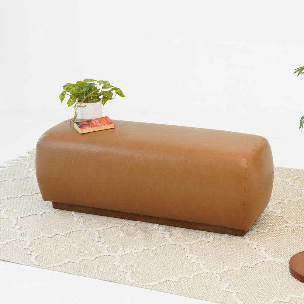 Kelvin Vegan Tan Leather Bench