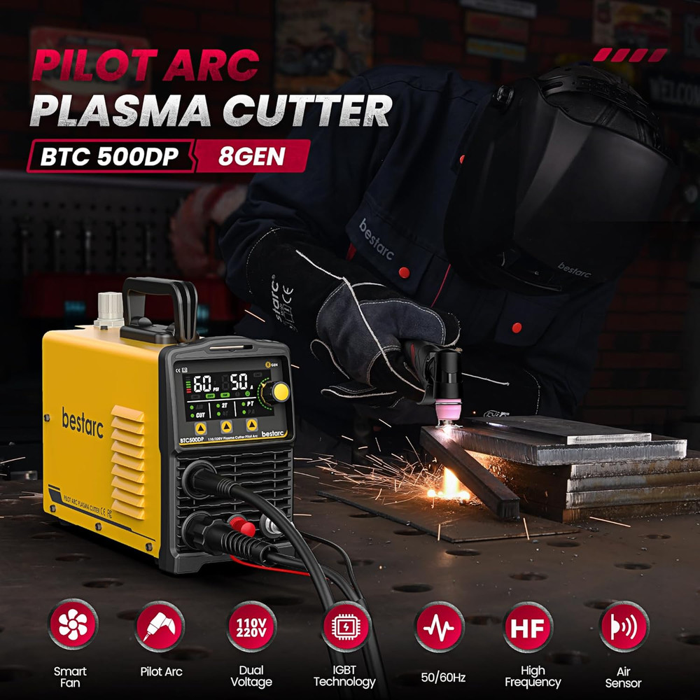 Pilot Arc Plasma Cutter, [LED Display][Air Sensor] 50A Plasma Cutter Machine 110
