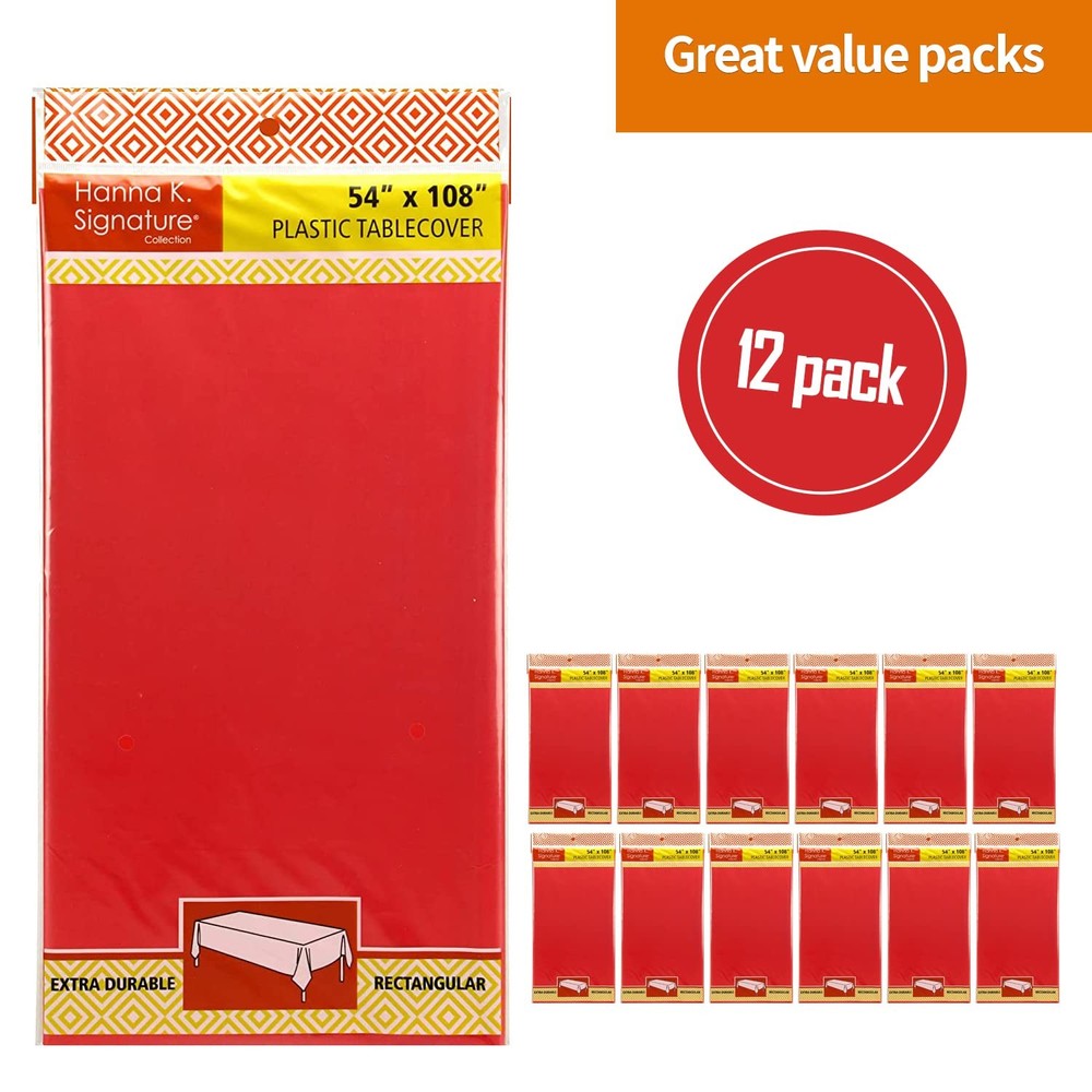 Party Dimensions Red Tablecloth Disposable Plastic 12 count - Rectangle,