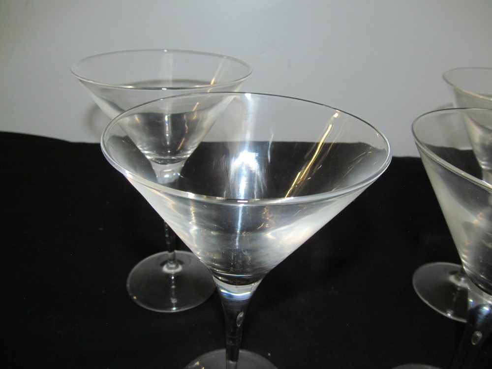 (4) Clear Glass Martini Glasses 7.25" H