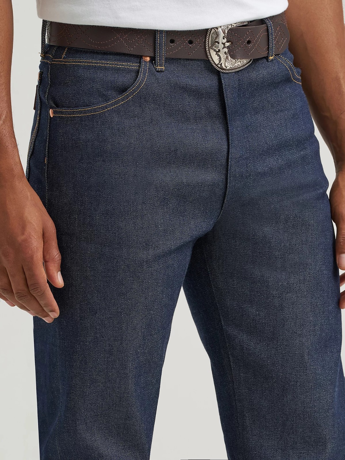 Wrangler 13MWZ Men's Jeans 100% Cotton Selvedge Denim Broken Twill Dark Indigo