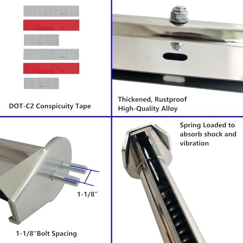 Angled Spring Loaded Mud Flap Hanger Bracket Set 1-1/8" Bolt Spacing Chrome