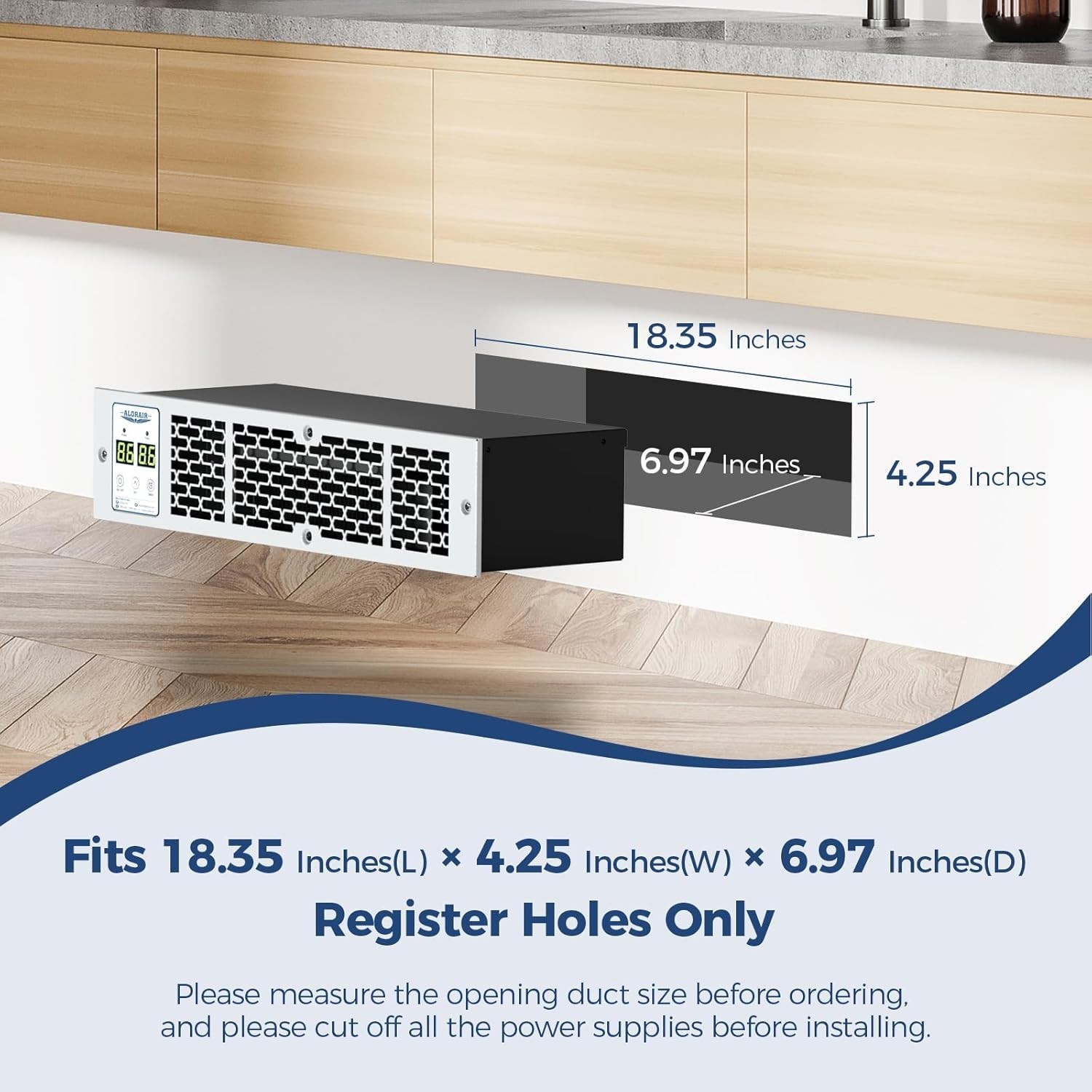 ALORAIR Electric Kickspace Heater 4520BTU Toe Kick Embedded w/Thermostat & Timer