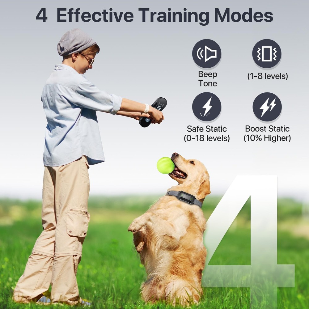 Dog Shock Collar with Remote Control, Dog Training Collar for Large Medium Do...