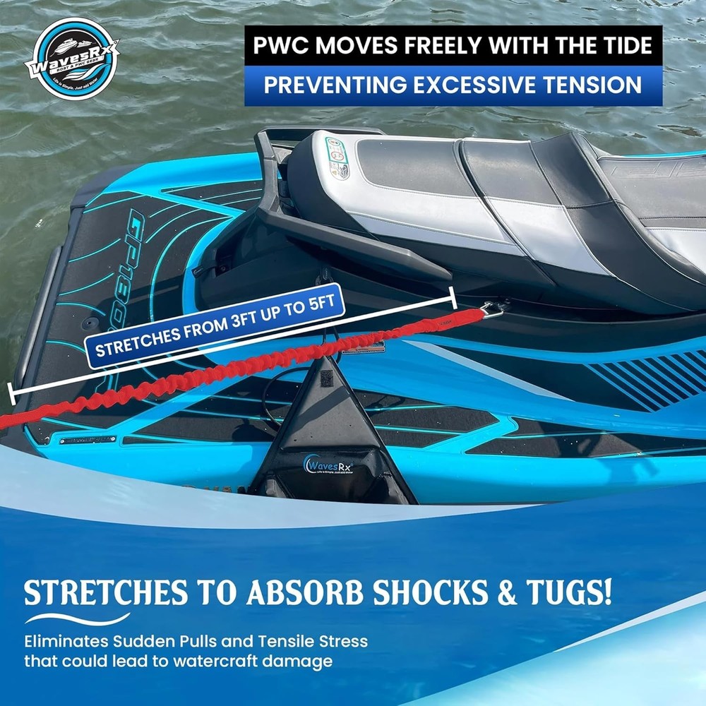 WAVESRX DockingPal™ - Premium Flat Bungee Dock Lines for Boats