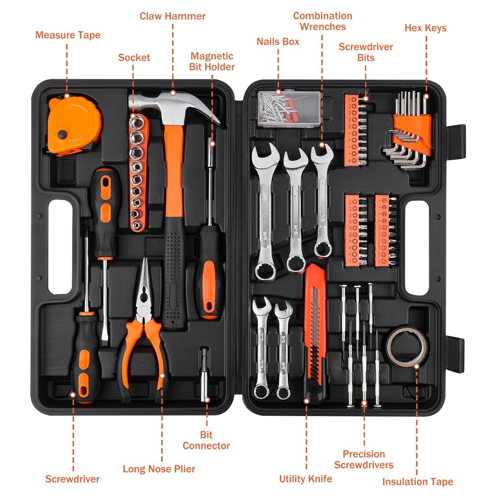 MLKTUULS Tool Set 148PCS, Automotive and Household Kit, Basic Box...