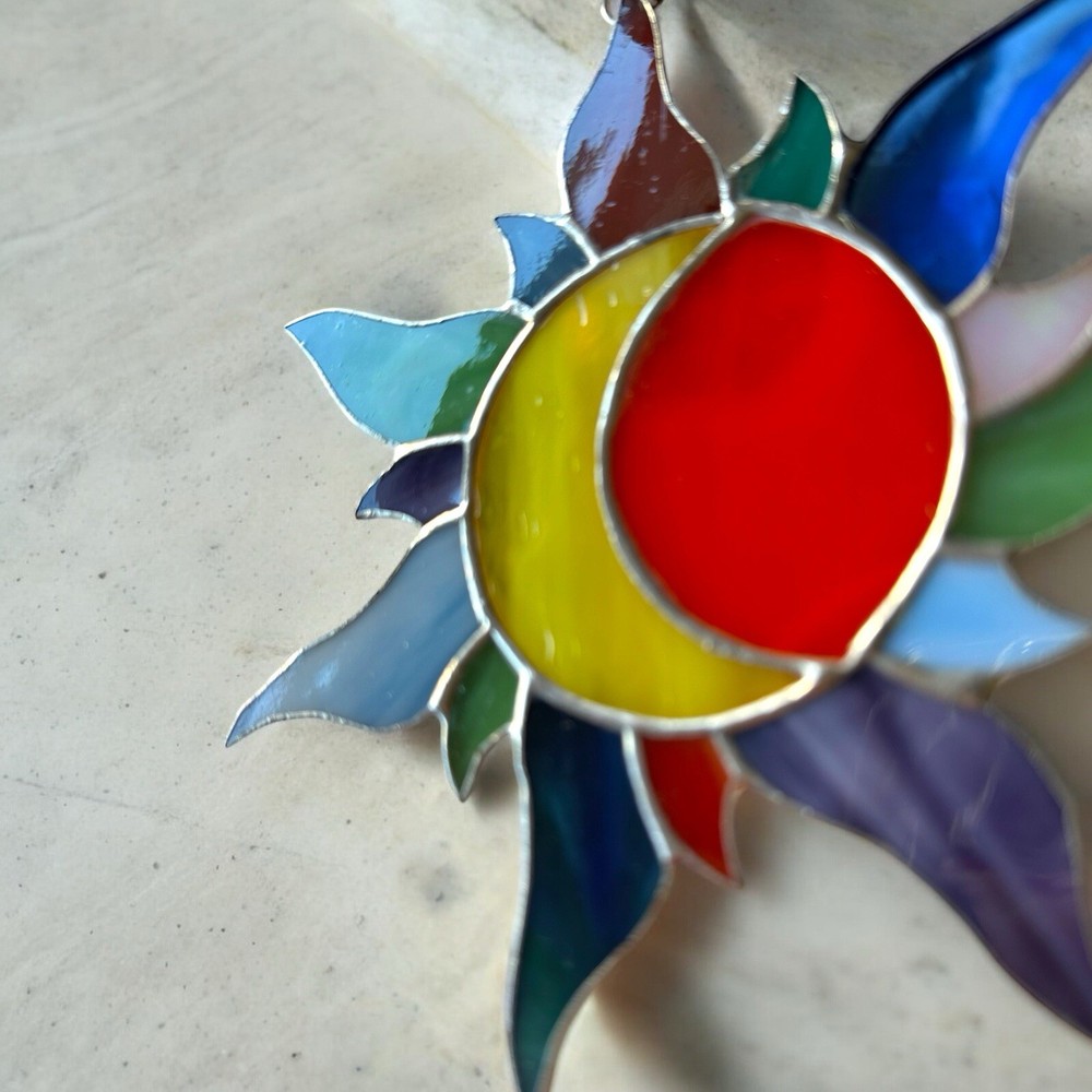 Stained Glass Eclipse Sun-carcher In Multicolored Glass