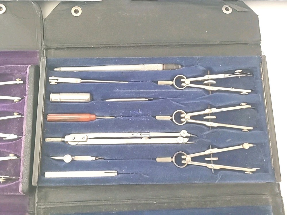 Vintage Drafting Tool Sets Posts Dietzgen Charvoz Drp Schioetz-Tomometer Tools