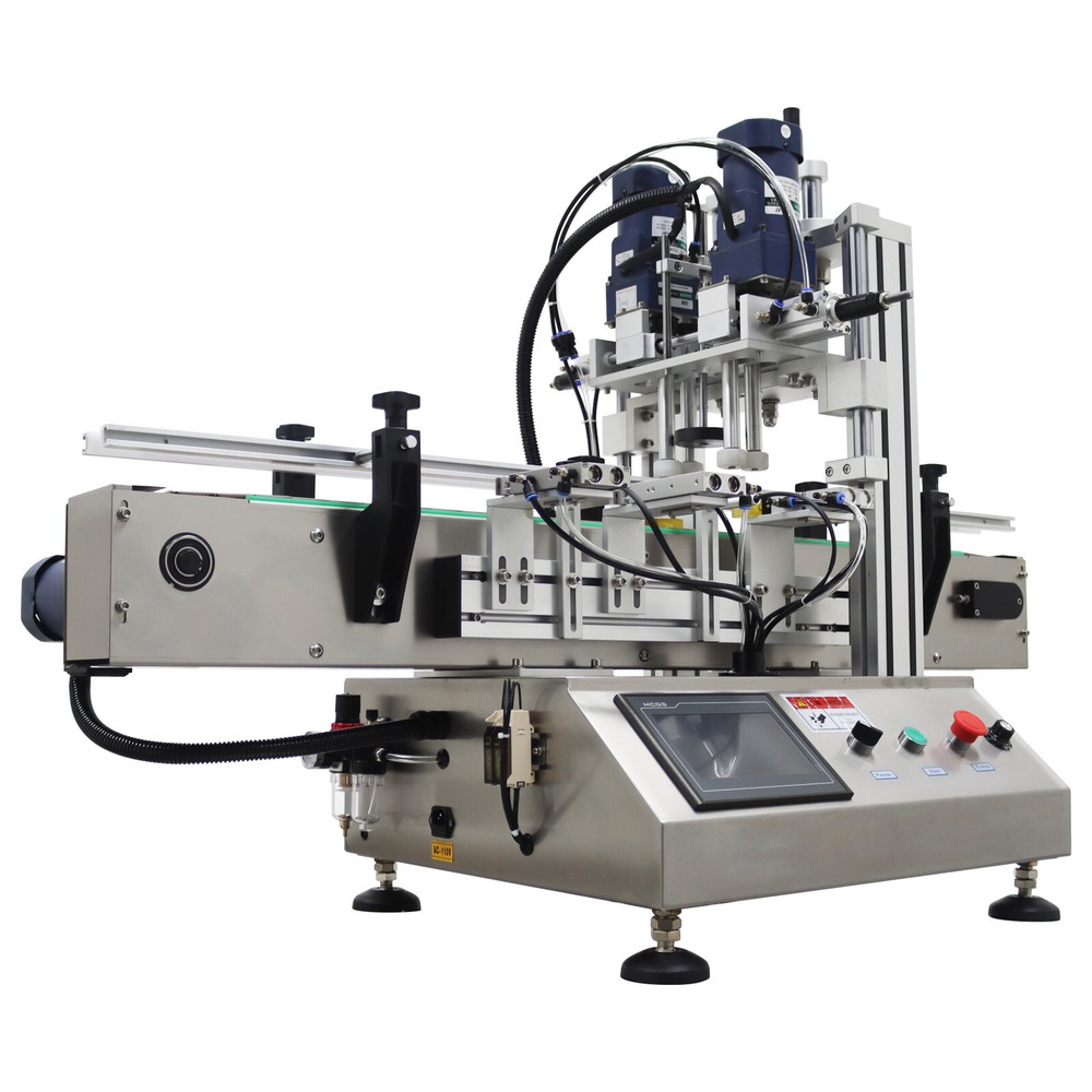 110V Automatic Desktop Chain Conveyor Table Capping Machine Φ2.63"-4" Bottle Cap