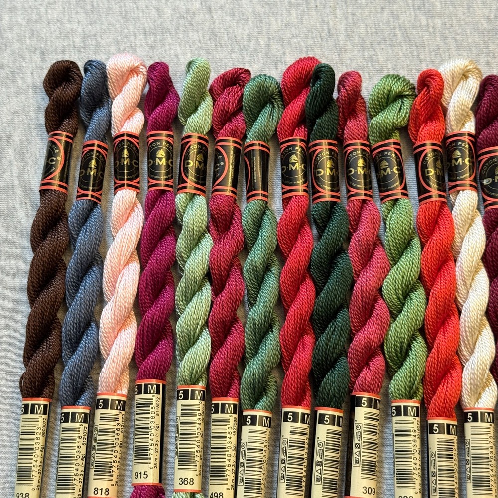 20 DMC Coton Perle Size 5 Thread 100% Cotton Assorted Colors No Repeats