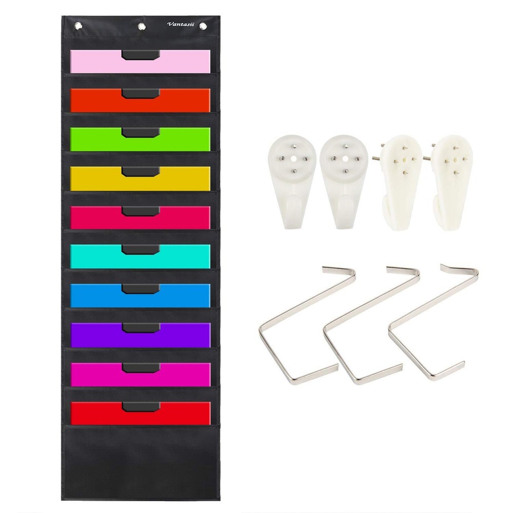 Hanging File Folder Organizer Wall Mounted - 10 Pockets Wall File Folders, Of...