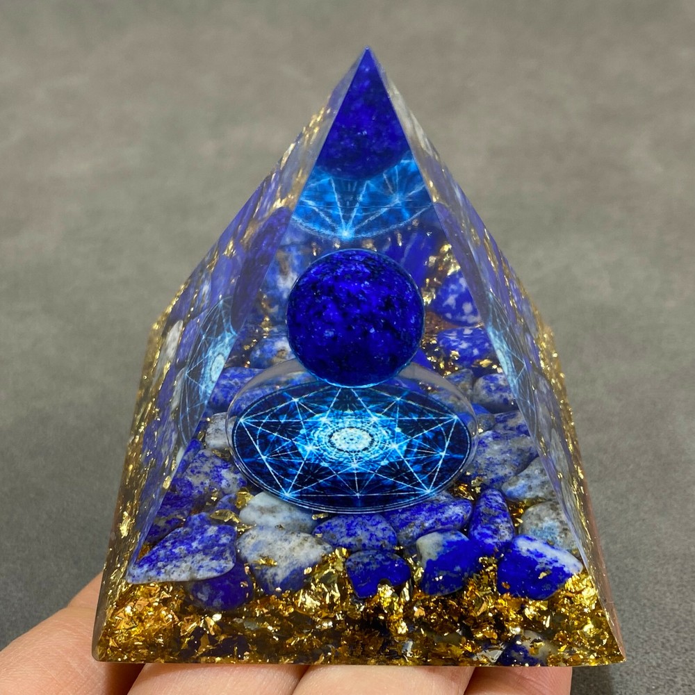 lapis lazuli Crystal Sphere Orgonite Pyramid Chakra Energy Orgone Stone 1PC