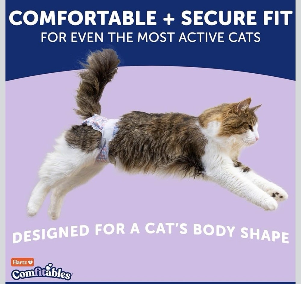 Hartz Comfitables Cat Diapers Small S - 16 Count - Comfortable & Secure Fit