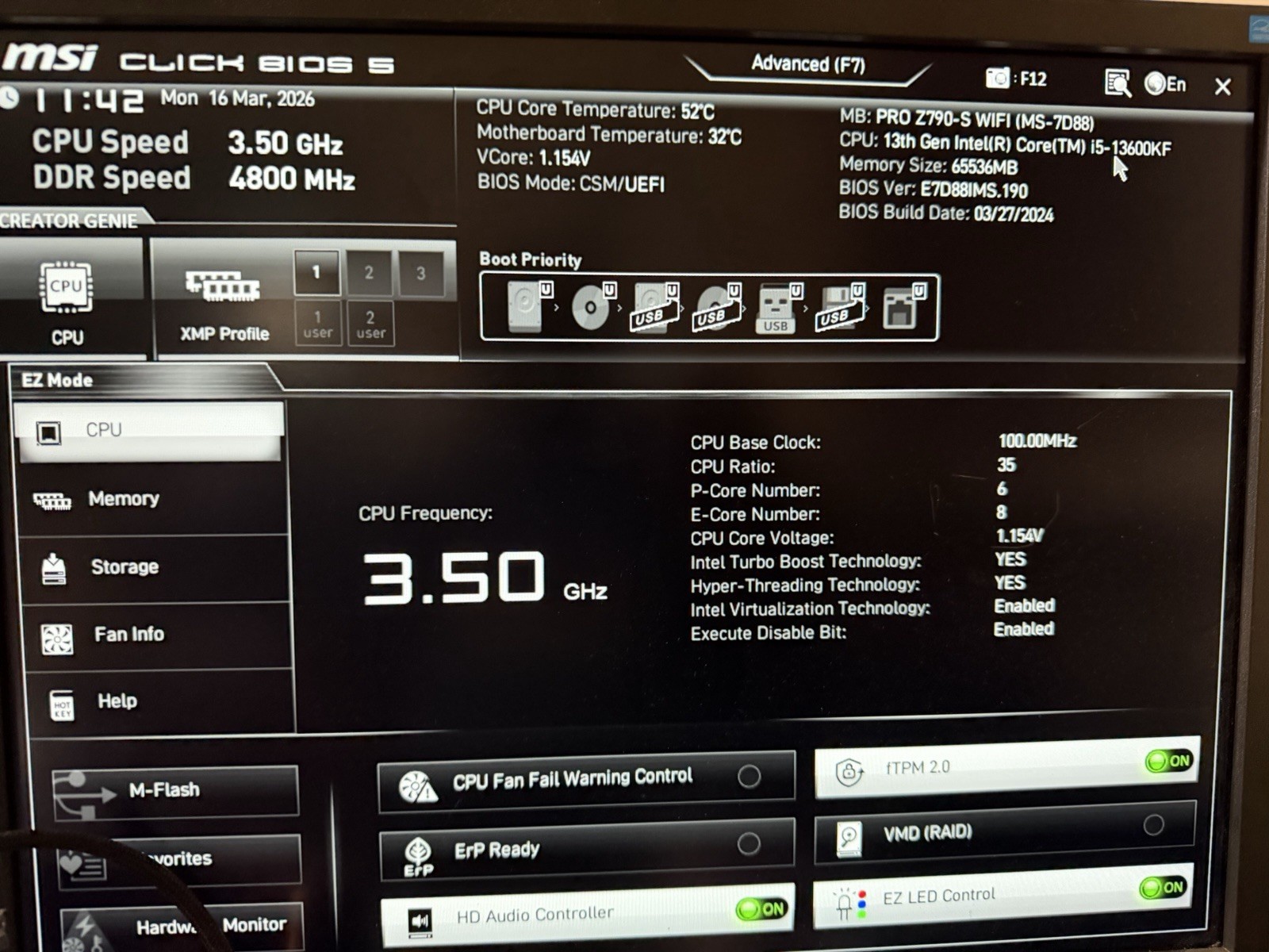 CPU + Motherboard Combo - Intel® Core™ i5-13600KF + MSI PRO Z790-P WiFi