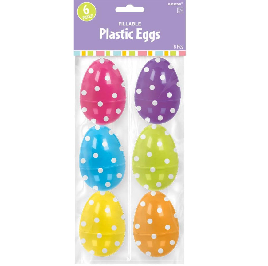 Amscam Easter Plastic Polka Dot Egg, Large, Multicolor