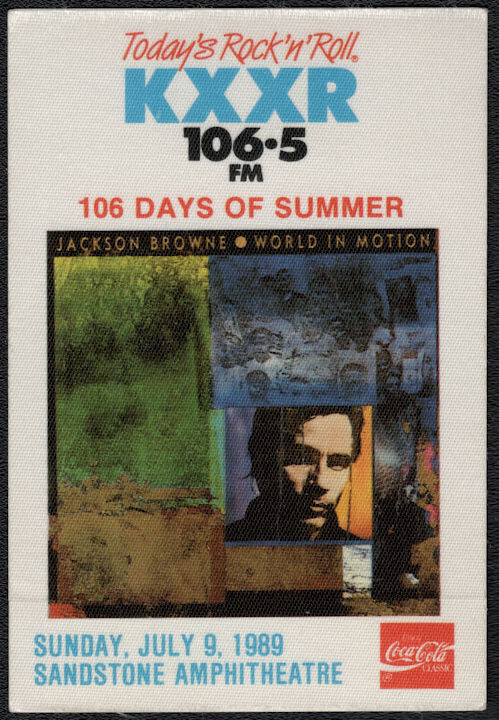 Jackson Browne Backstage Pass - 1989 Cloth Radio Pass