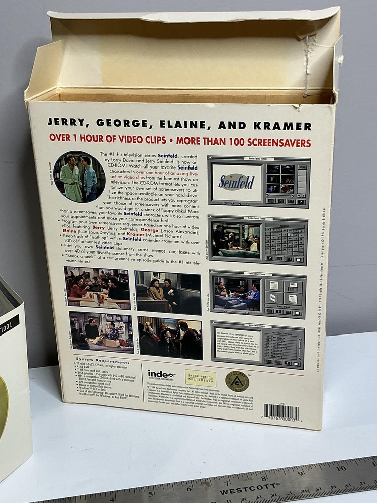 Vintage Seinfeld CD-ROM Box Only Display Windows PC Big Box