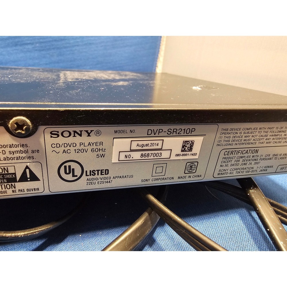 Sony DVD CD Player Model DVP-SR210P - tested