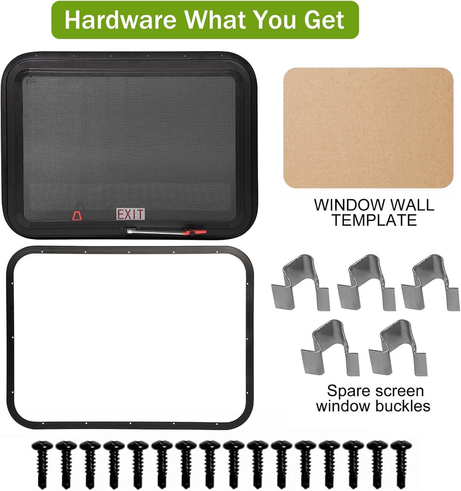 30"X22" RV Emergency Exit Window - Dot-Certified Tempered Glass, Security Lock,