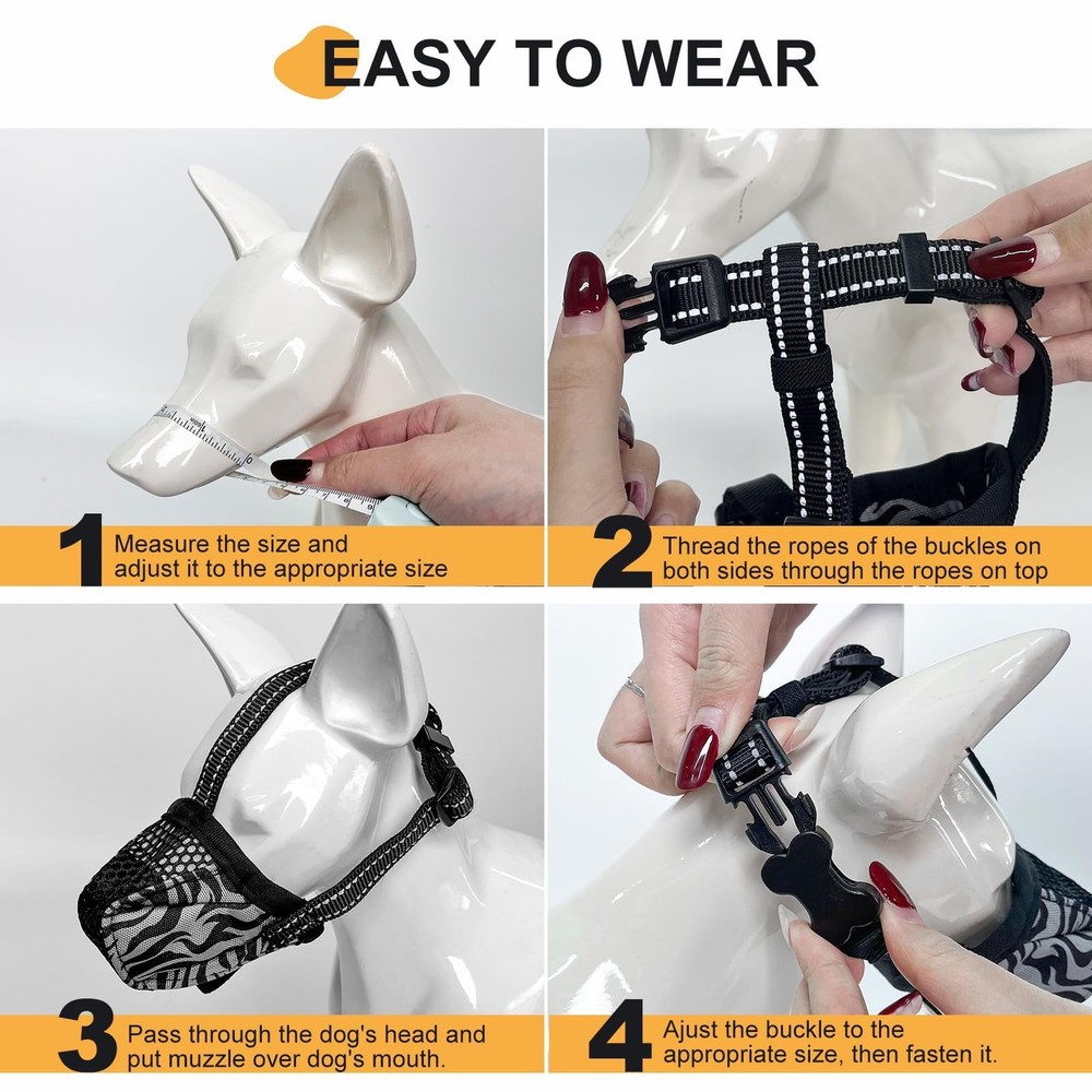 K9meme Dog Muzzle, Soft Air Mesh Muzzle for Large Medium Medium, Tiger Grey