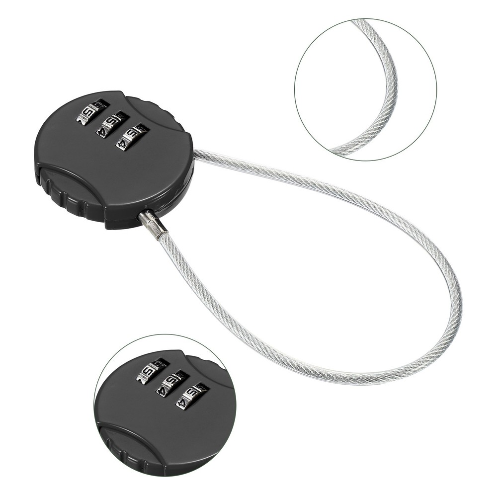 2Pc Small Combination Locks, 3 Digit Baggage Padlocks(Black, 7.8-Inch)