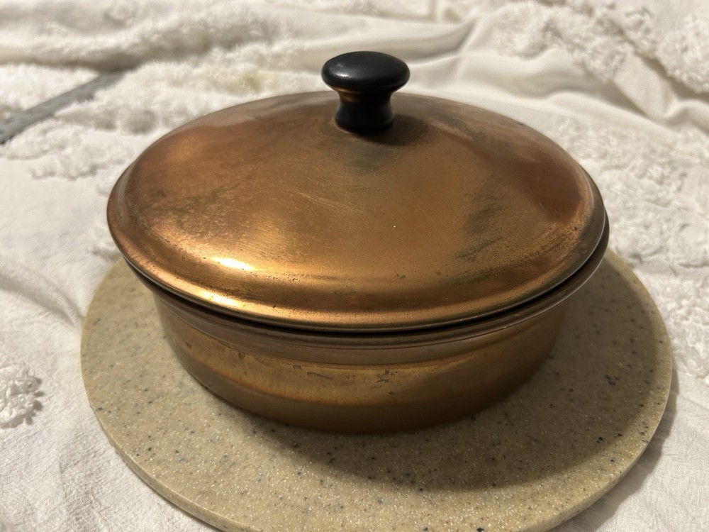 Vtg Copper Warming Pot Chafing Dish 2pcs