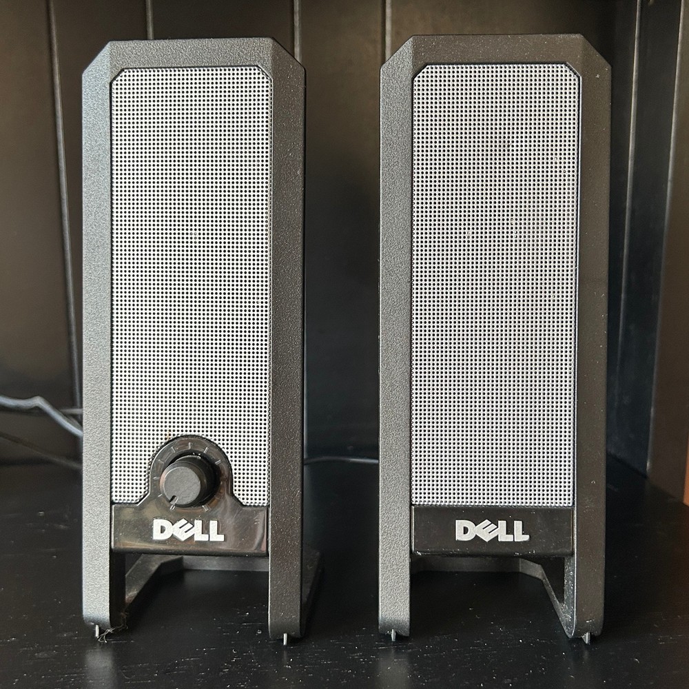 Dell A225 USB Powered Wired Black and Gray Speaker Pair using 3.5mm Audio Jack