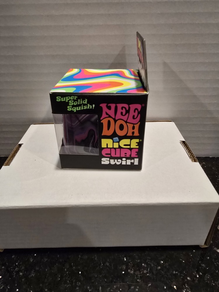 Nee Doh Nice Cube Swirl Super Solid Squish Fidget Toy Purple shipped fast