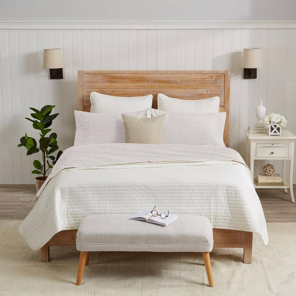 4-Piece Premium Soft Striped Light Grey Microfiber Twin Sheet Set