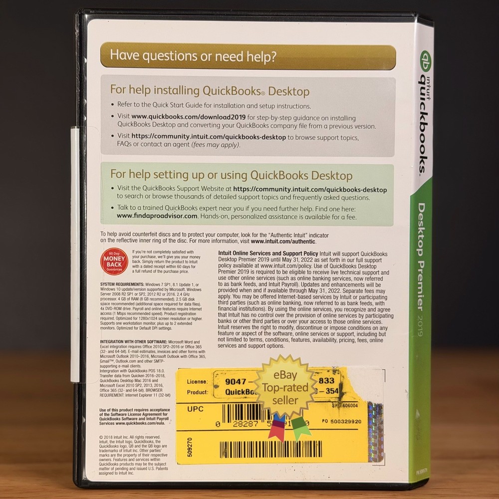 QuickBooks Desktop Premier 2019 Windows 10 & 11 Retail -NO SUBSCRIPTI0N- TESTED