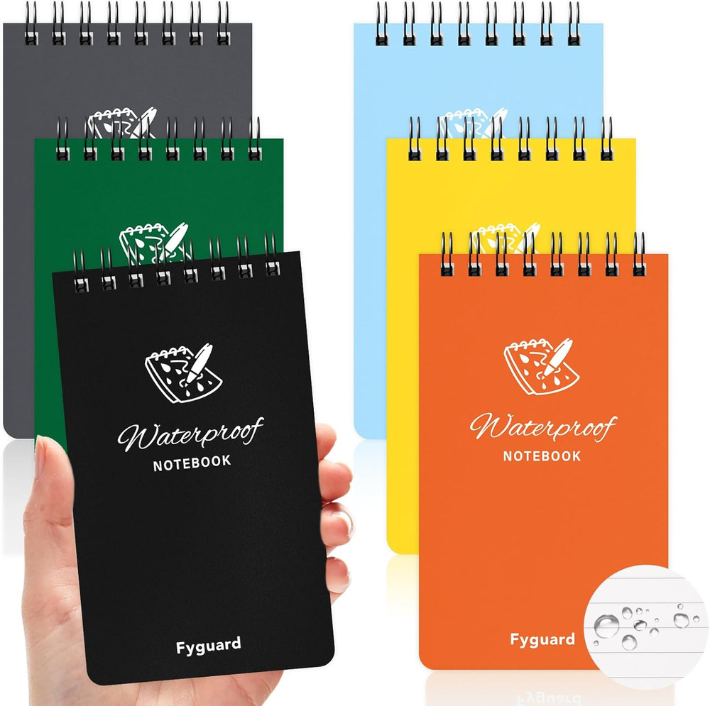 6 Pack Waterproof Notepad Pocket Notebook 3X5 All-Weather Small Pocket Notebo...