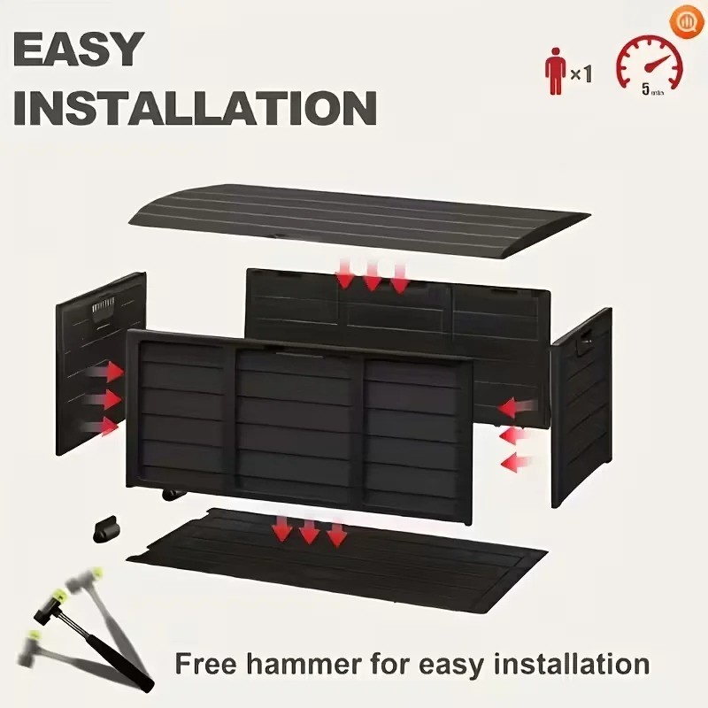 75 Gallon Outdoor Deck Box Lockable Heavy Duty Storage Container